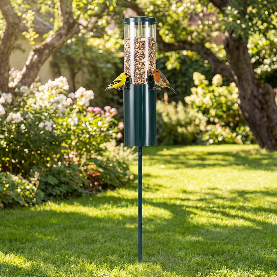 10 LBS Large Capacity Squirrel Proof Bird Feeder with Pole Mount and Baffle