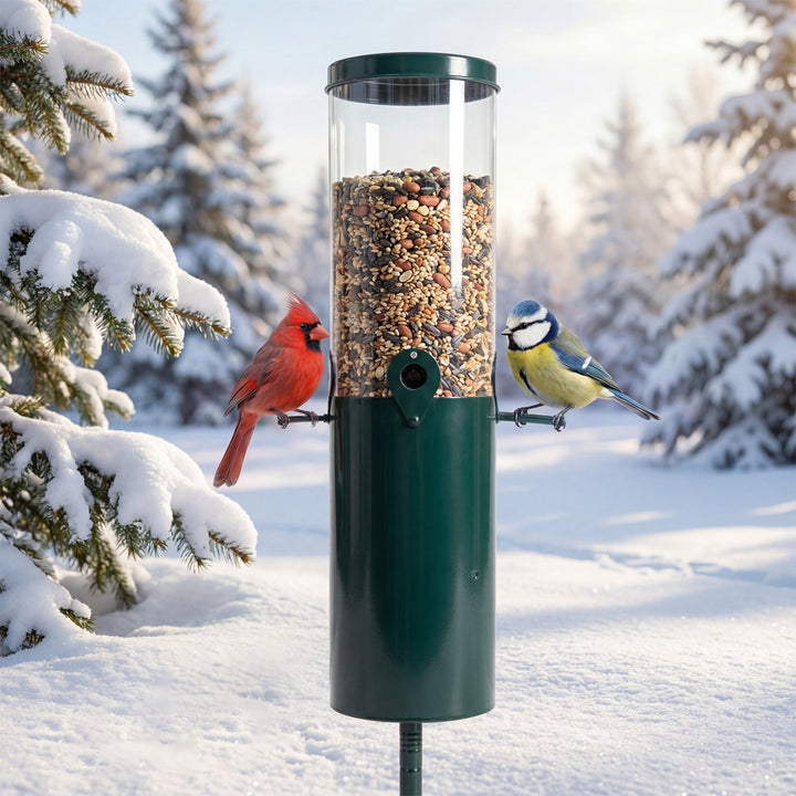 10 LBS Large Capacity Squirrel Proof Bird Feeder with Pole Mount and Baffle