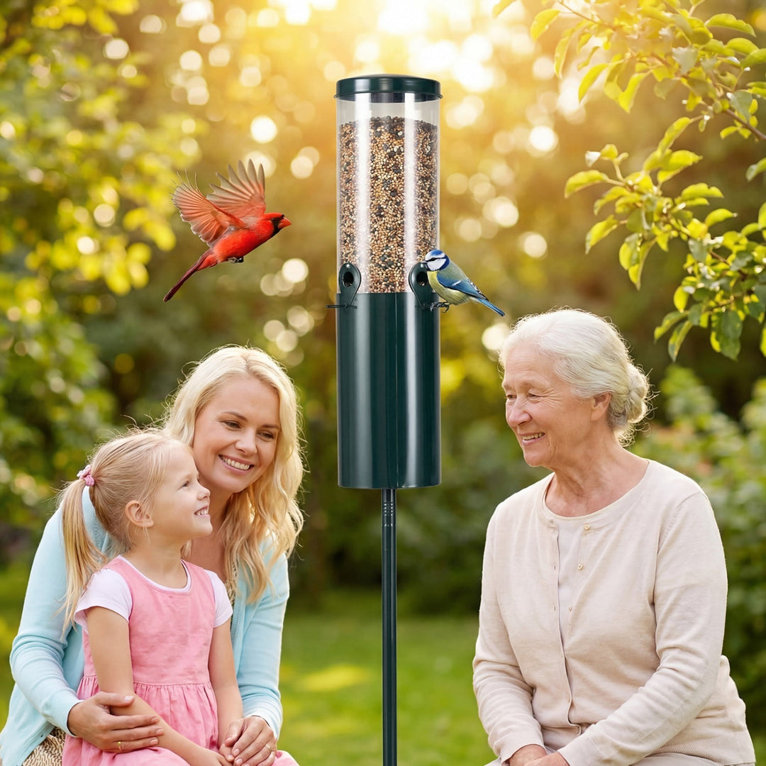 10 LBS Large Capacity Squirrel Proof Bird Feeder with Pole Mount and Baffle