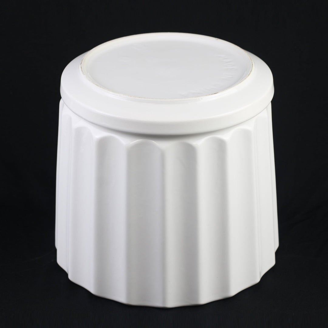 3-Piece White Ceramic Planter Pot Set with Fluted Design &amp; Saucers