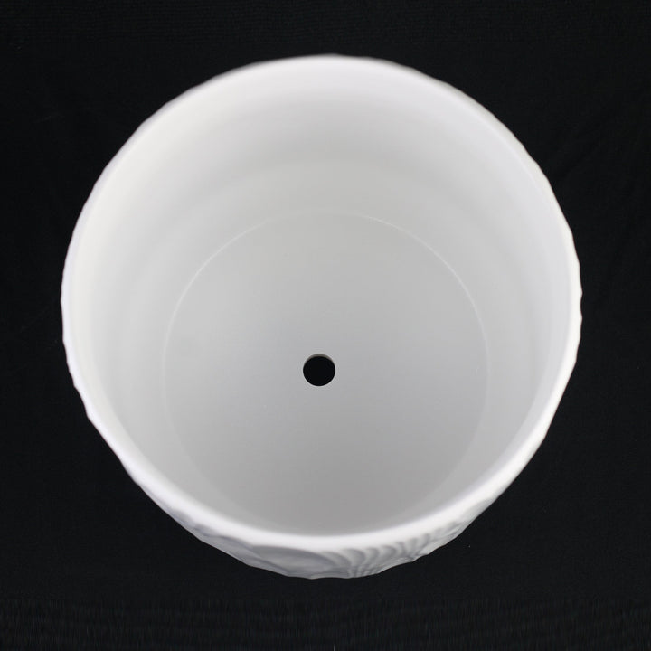 3-Piece White Stoneware Planter Pot Set with Embossed Texture