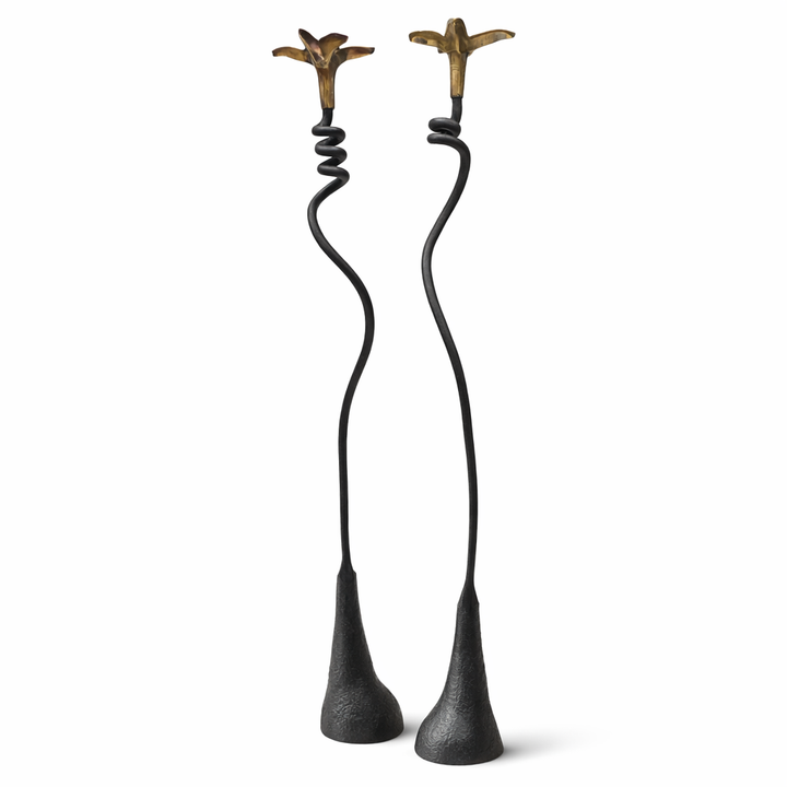 Jasmine in Bloom Candlestick — Handmade Sculptural Iron Candleholder (20”)