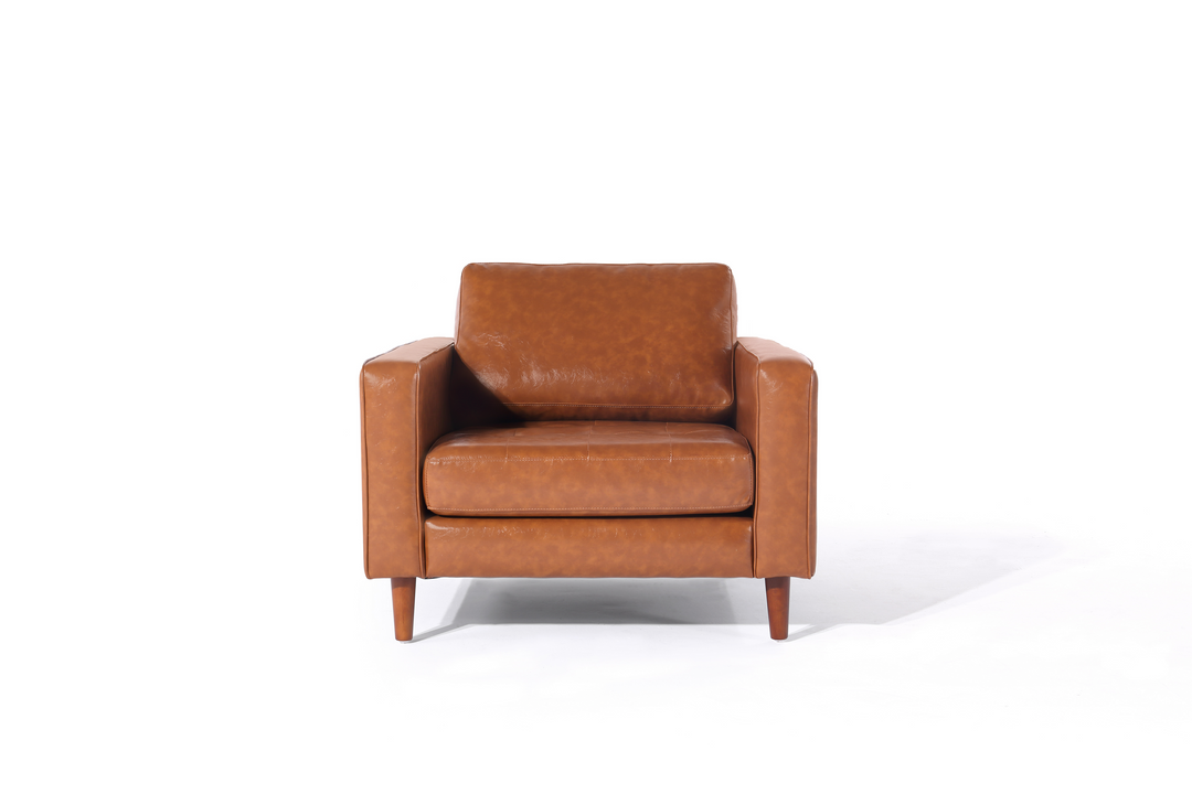 Cosmic Modern Contemporary Leather Armchair- Light Brown