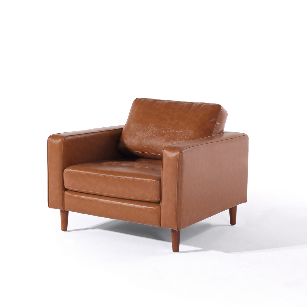 Cosmic Modern Contemporary Leather Armchair- Light Brown