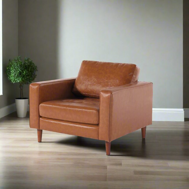 Cosmic Modern Contemporary Leather Armchair- Light Brown