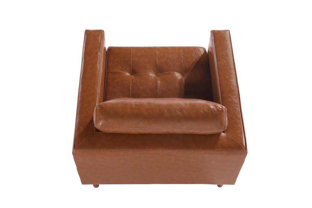 Cosmic Modern Contemporary Leather Armchair- Light Brown