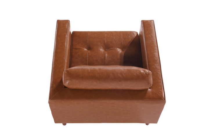 Cosmic Modern Contemporary Leather Armchair- Light Brown