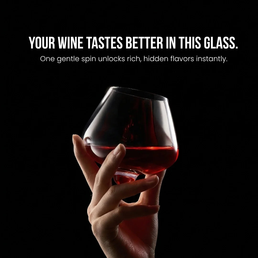 Kami Rotating Crystal Wine Glass &amp; Wooden Coaster