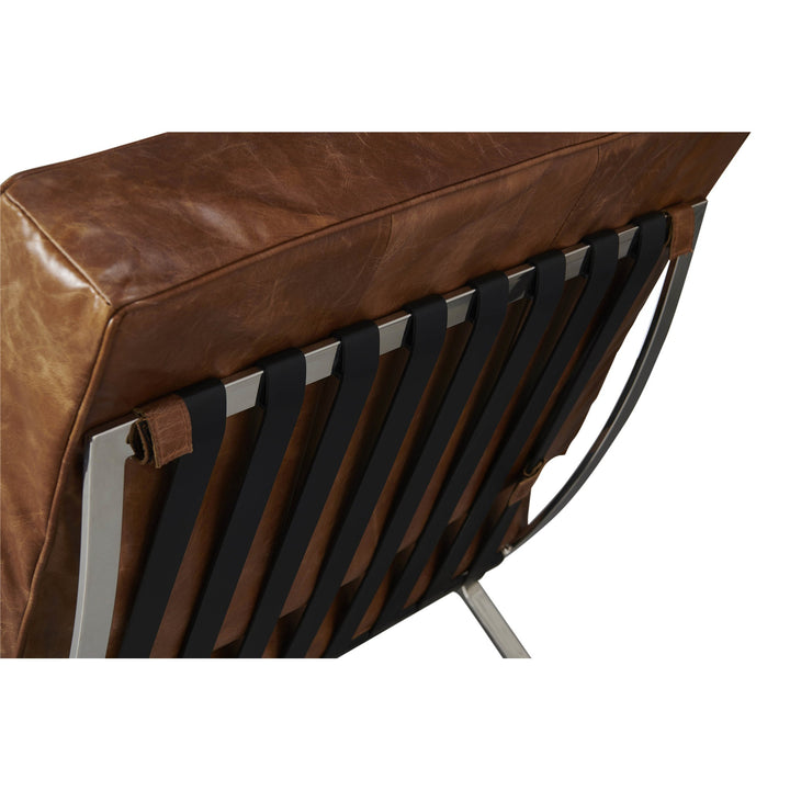 Francisco Modern Curule Style Chair and Ottoman Set - Brown Leather