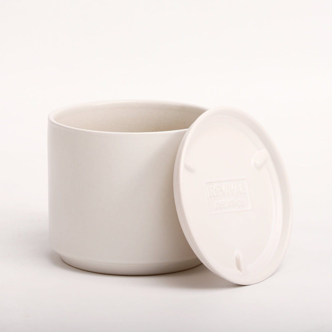 The Ceramic Cylinder Planter with Saucer, 2nd Generation