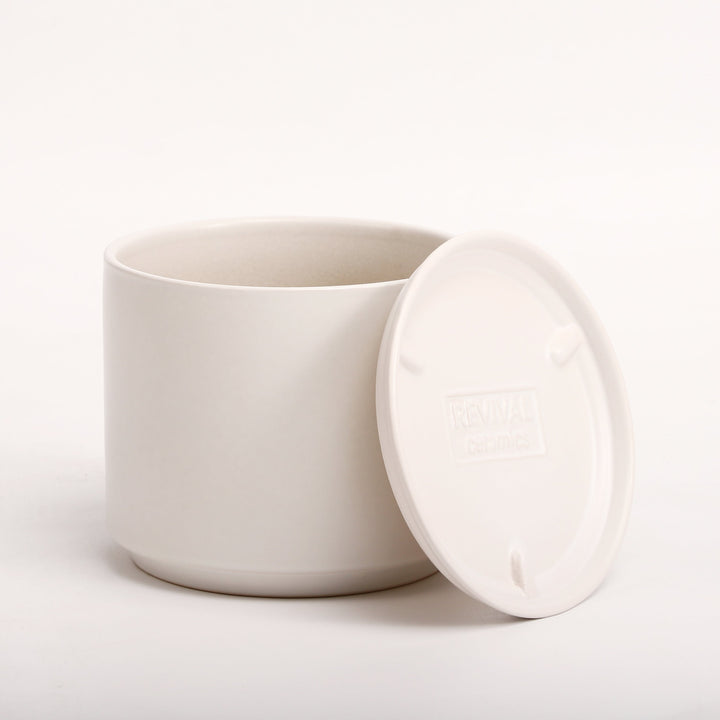 The Ceramic Cylinder Planter with Saucer, 2nd Generation