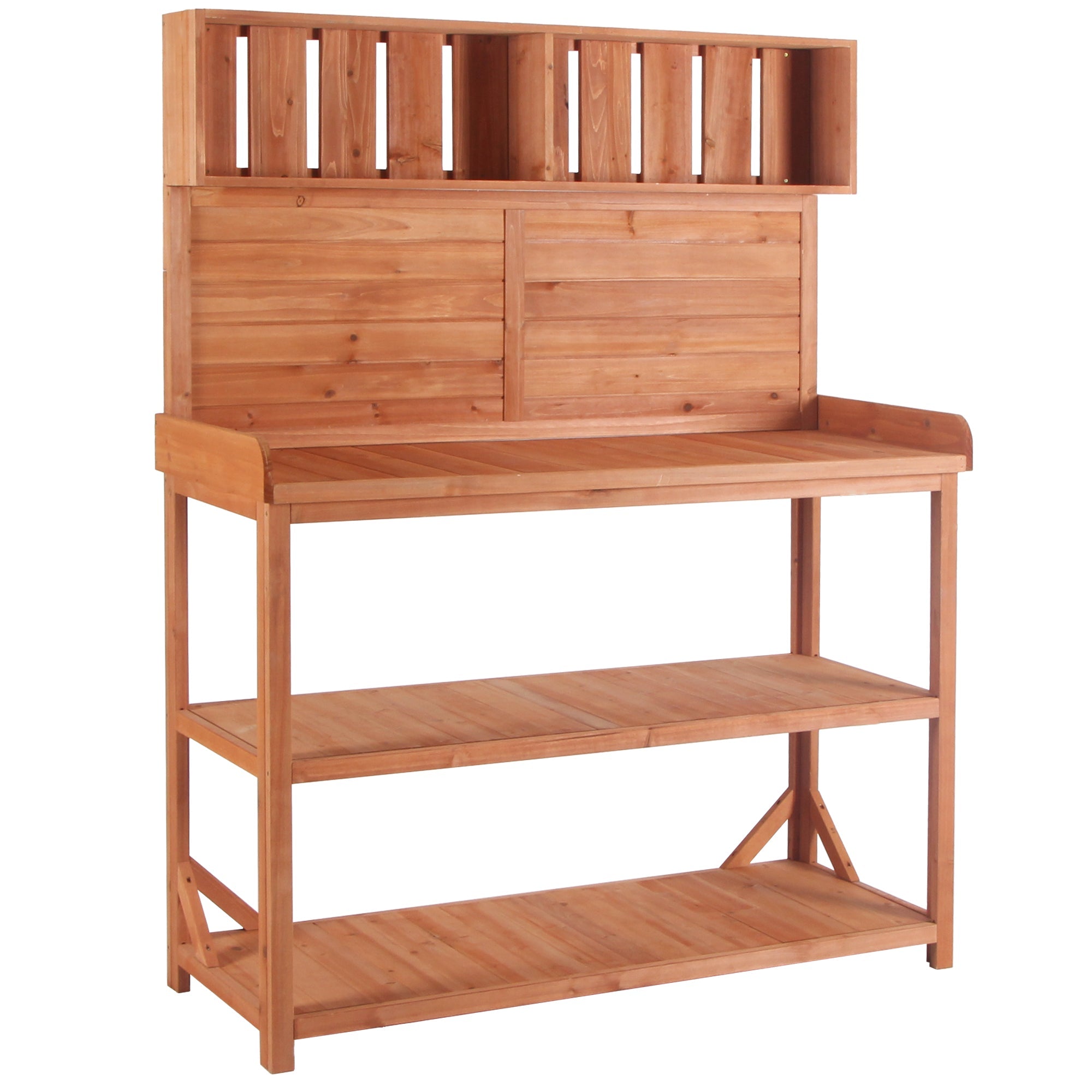 TOPMAX 65" Large Wooden Farmhouse Rustic Outdoor Potting Bench