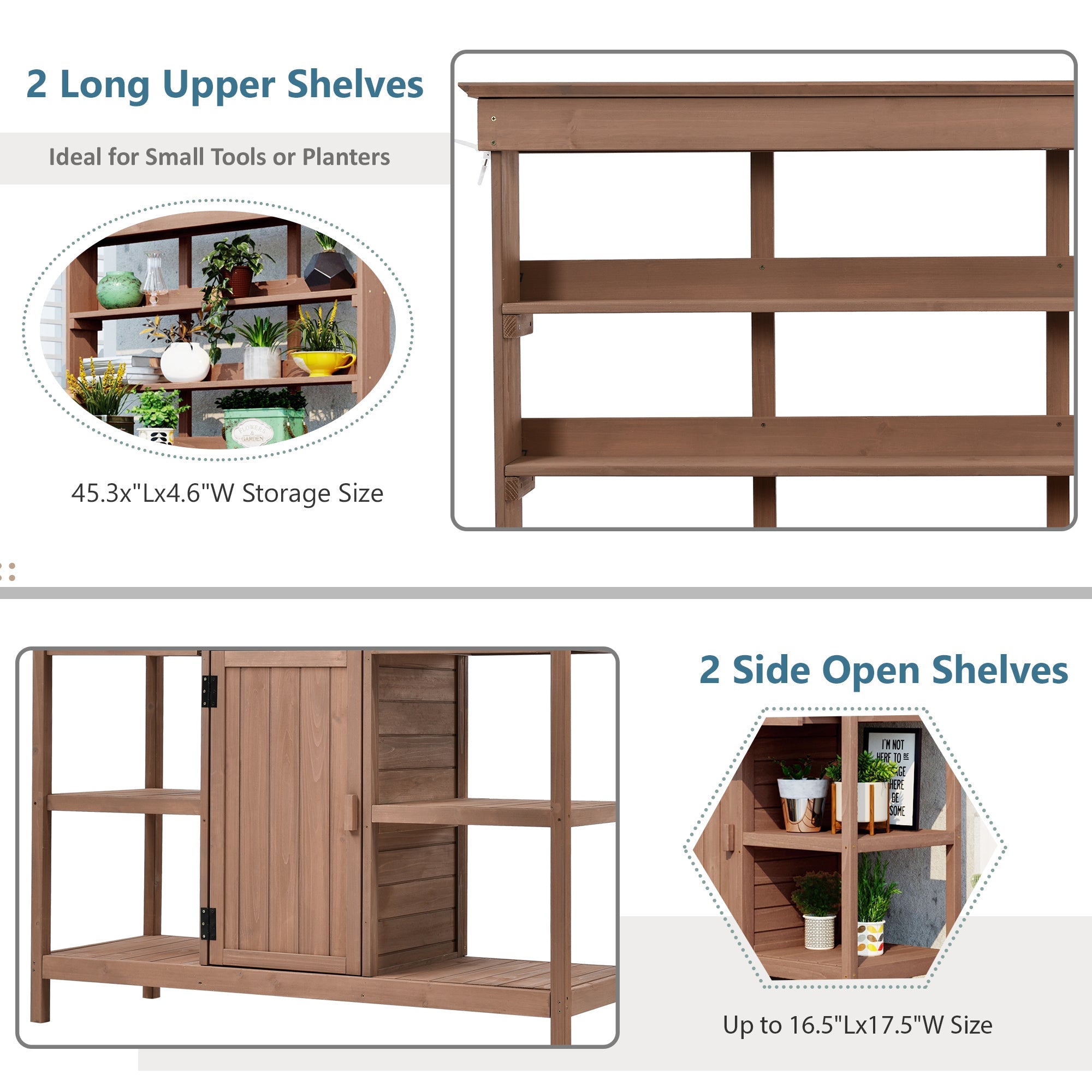 TOPMAX 66" Large Outdoor Farmhouse Wooden Potting Bench