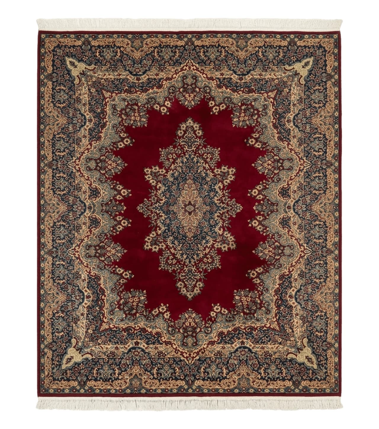 Power Loomed Persian Oriental Rug 9x12, Vintage Wool Pile, Kirman Design