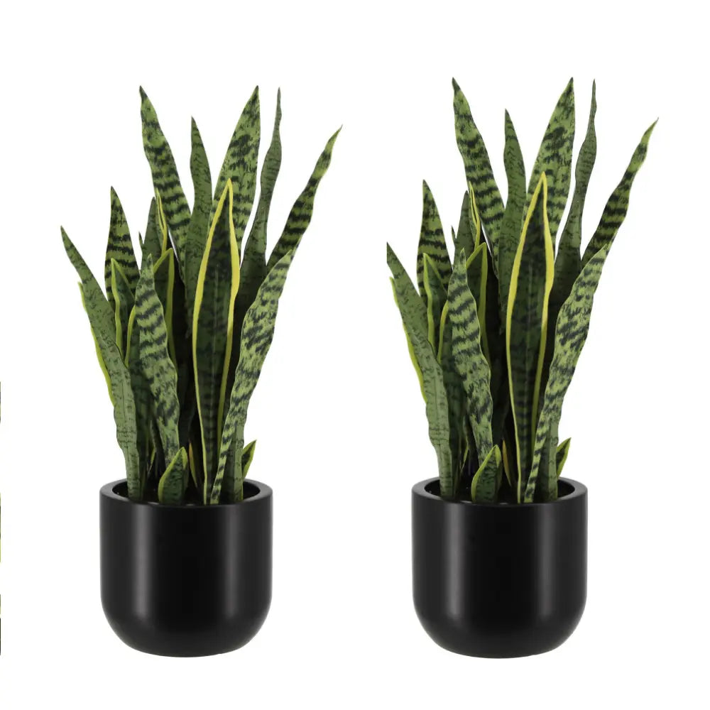 30" Artificial Snake Plants in Black Pots Set of 2