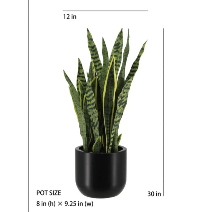 30" Artificial Snake Plants in Black Pots Set of 2