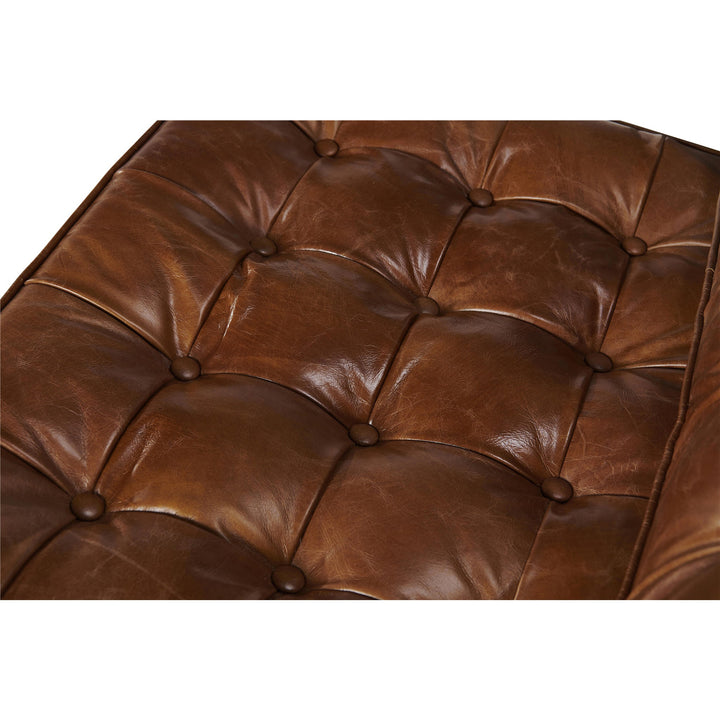 Francisco Modern Curule Style Chair and Ottoman Set - Brown Leather