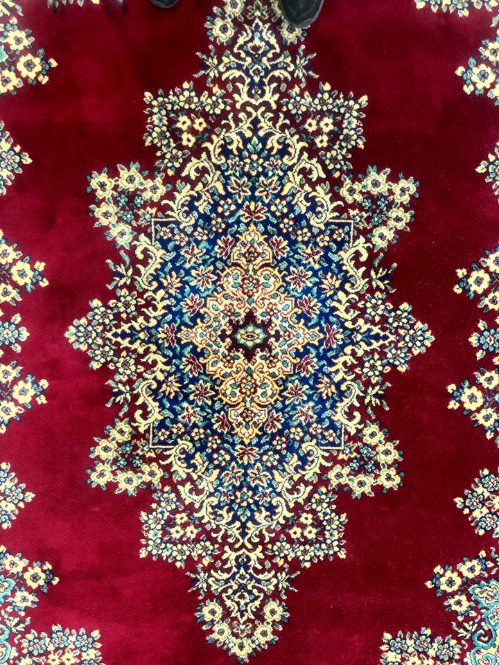 Power Loomed Persian Oriental Rug 9x12, Vintage Wool Pile, Kirman Design