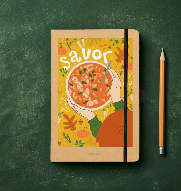 Savor Autumn Soup &amp; Vegetables Eco-Friendly Recycled Journal (Kraft)