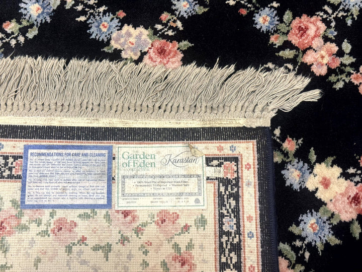 8.8 x 12 Karastan Garden of Eden Rug, Ebony Trellis 