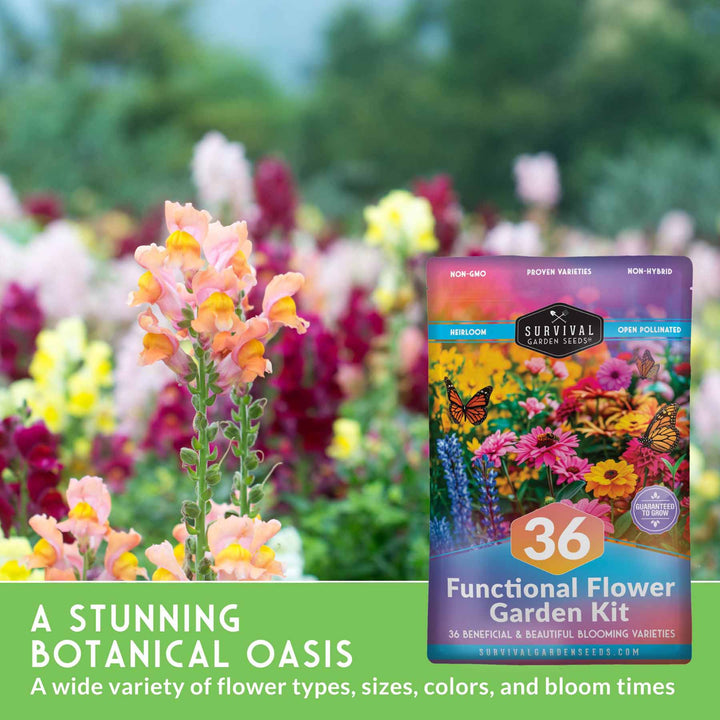 Functional Flower Garden Kit - 36 Seeds for Beauty, Bees &amp; Wellness