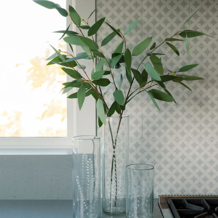 Etched Glass Tall Vases &amp; Candleholders