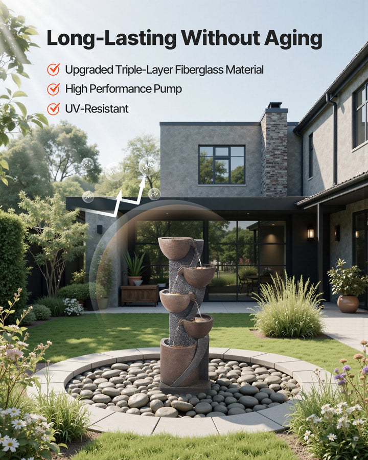 5-Tier Jar-Shaped Cascading Outdoor Water Fountain