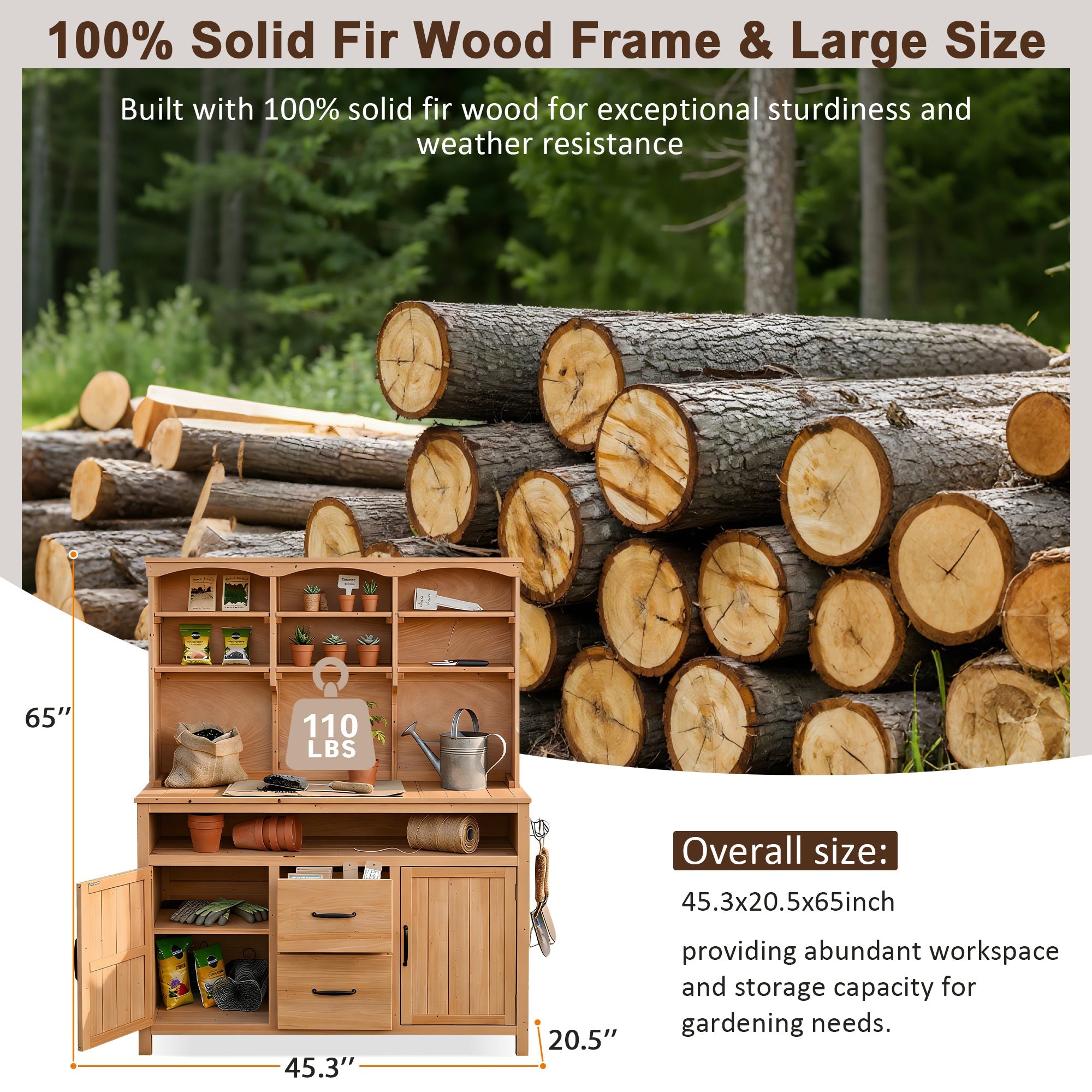 TOPMAX Large Fir Wood Potting Bench