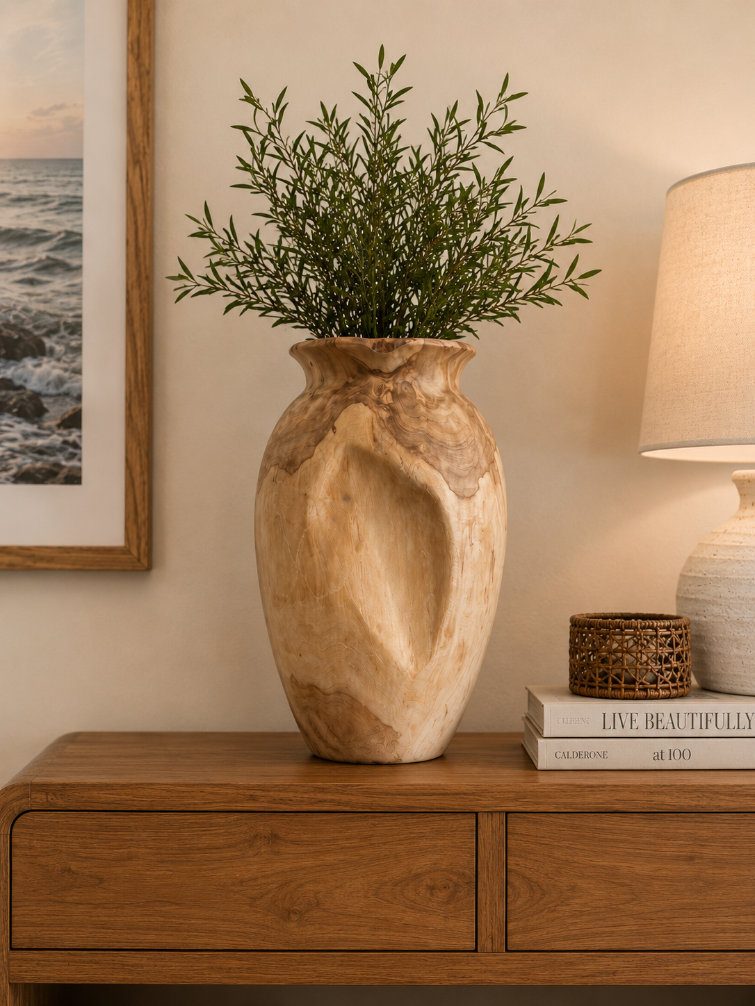 Organic Bleach Teak Broken Vase