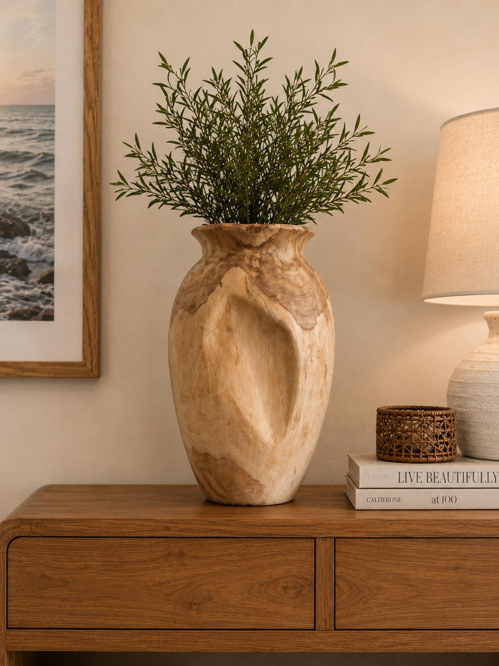 Organic Bleach Teak Broken Vase