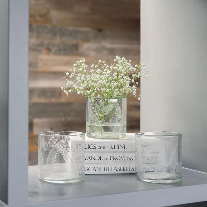 Etched Glass Candleholders
