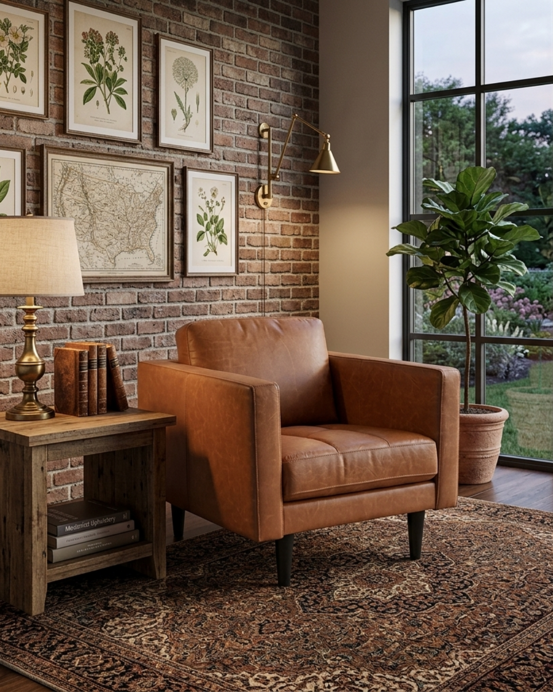 Philippe Top Grain Leather Arm Chair - Tan