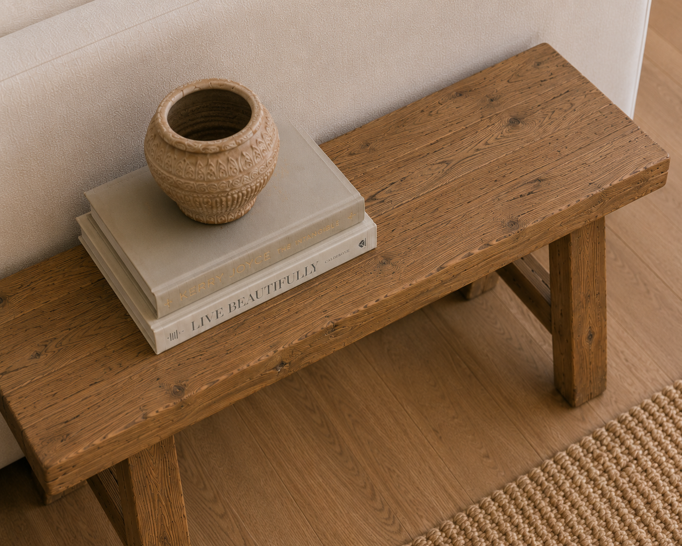 Primitive Teak Log Bench