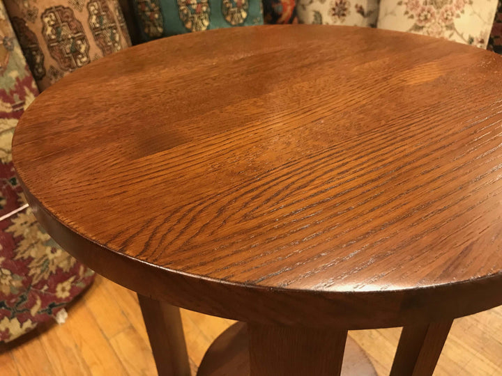 Mission Style Oak Round End Table - Michael&