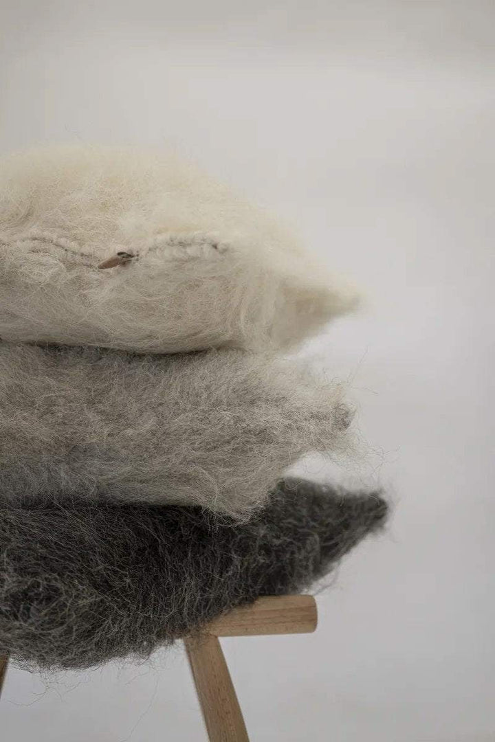 Organic Wool Pillow - Handwoven Brushed Wood Decorative Pillow