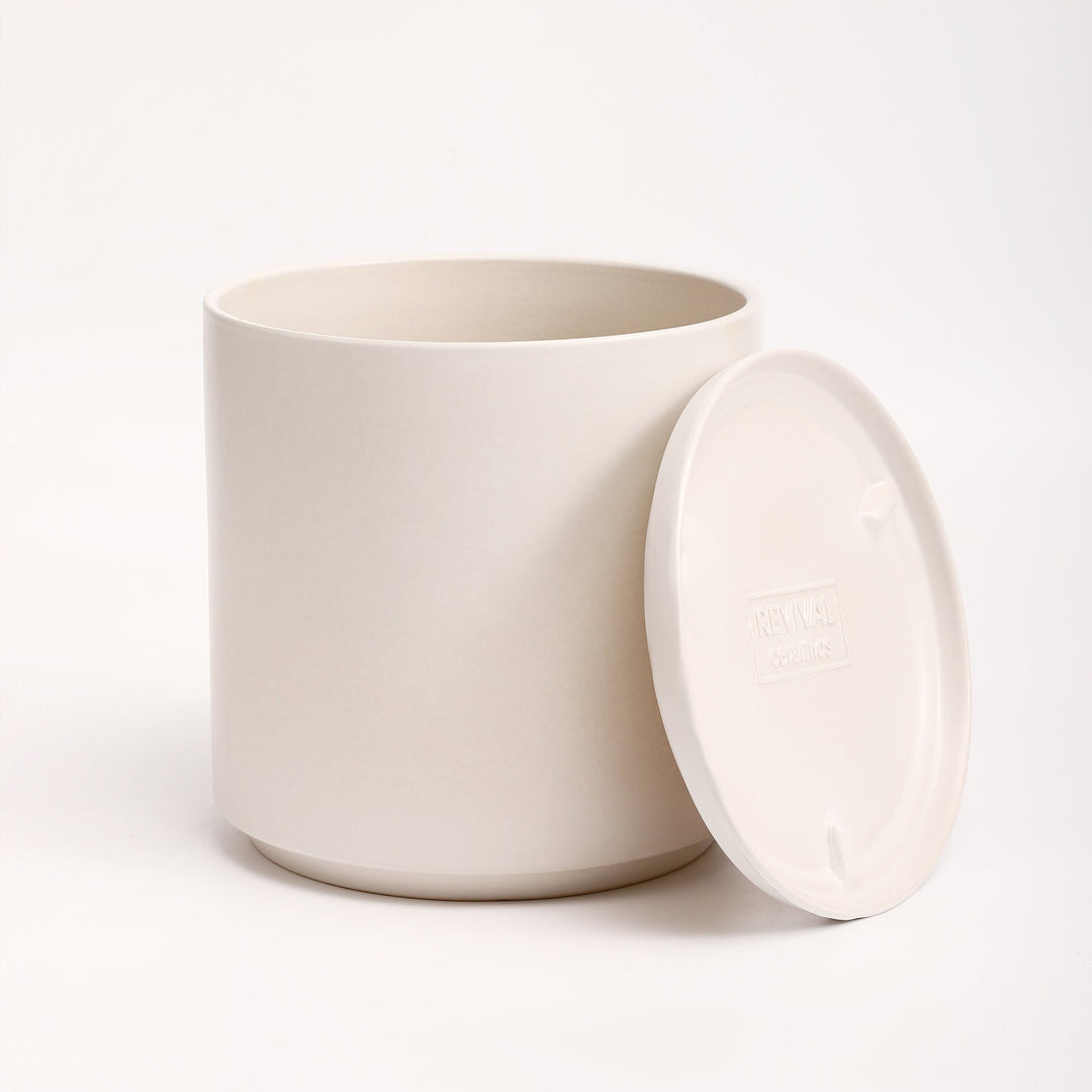 The Ceramic Cylinder Planter with Saucer, 2nd Generation