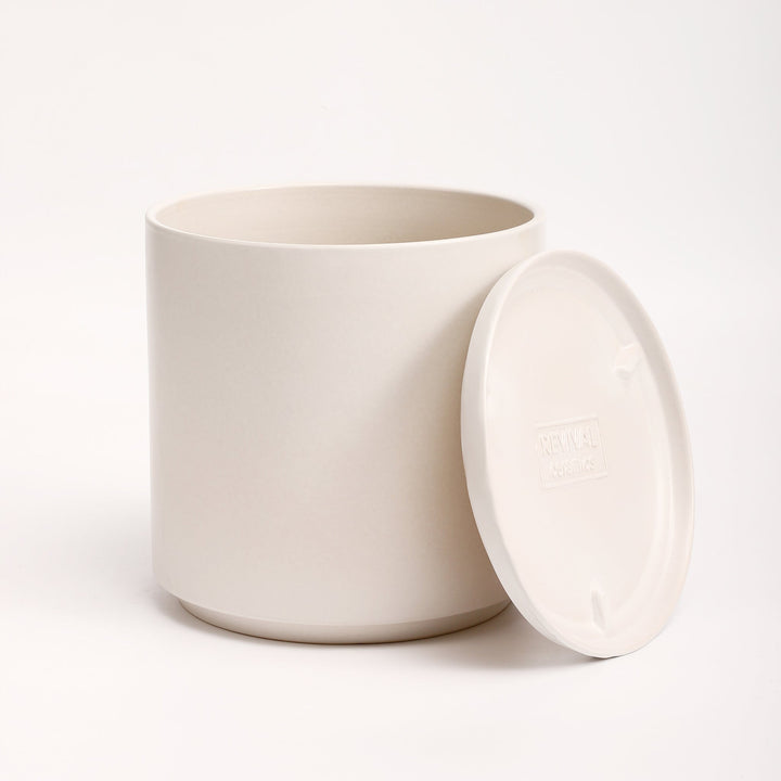 The Ceramic Cylinder Planter with Saucer, 2nd Generation
