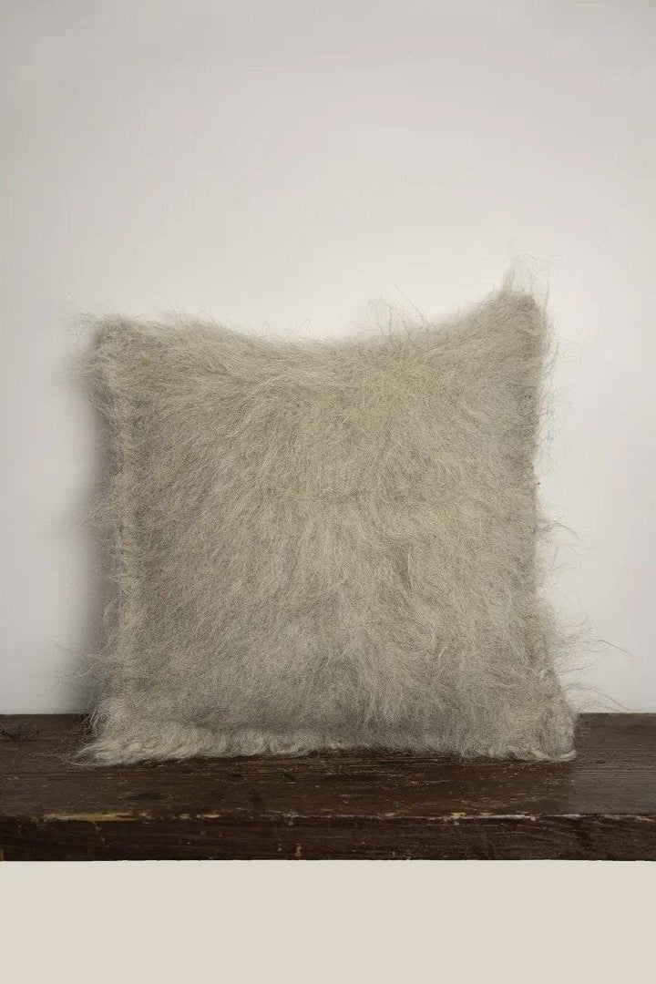Organic Wool Pillow - Handwoven Brushed Wood Decorative Pillow