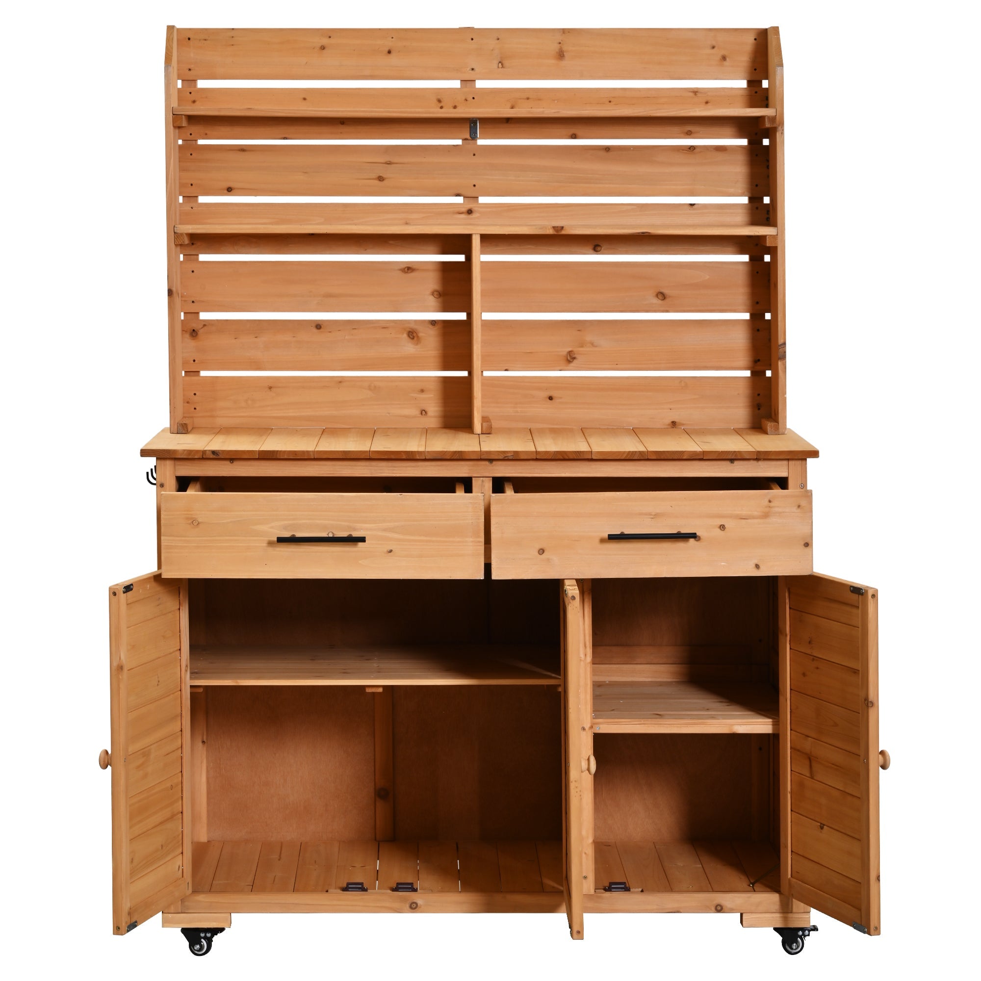 TOPMAX 65''H Large Garden Potting Bench with Lockable Wheel