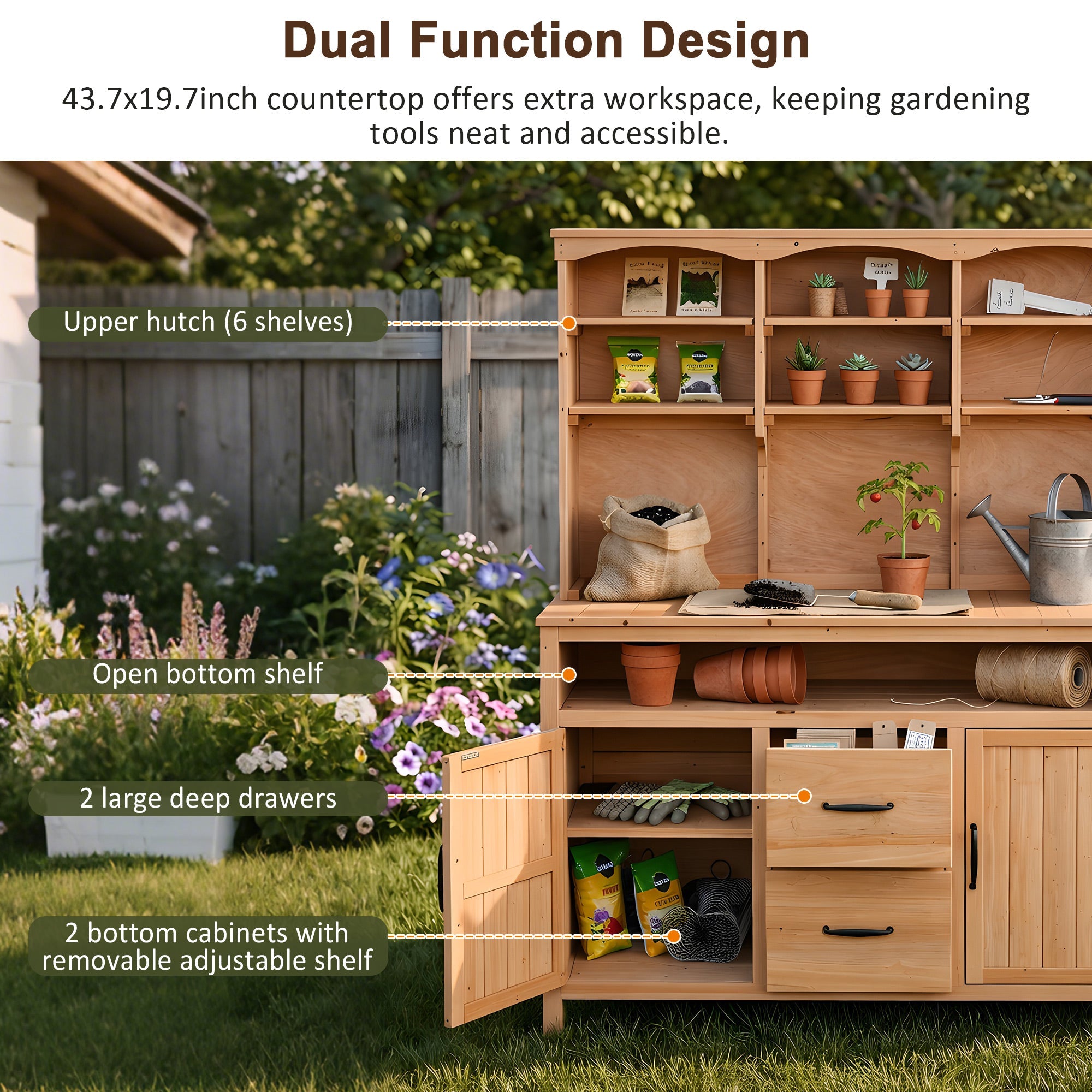 TOPMAX Large Fir Wood Potting Bench