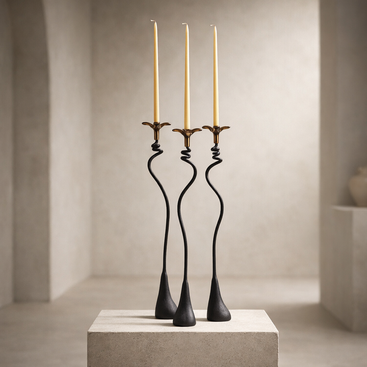 Jasmine in Bloom Candlestick — Handmade Sculptural Iron Candleholder (20”)