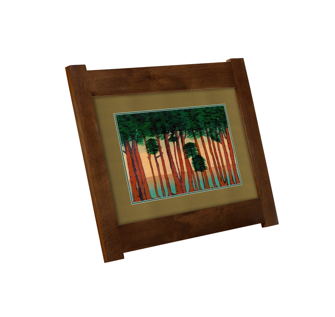 Arts &amp; Crafts Mission Oak Framed Art with Silent Forest Walnut finish