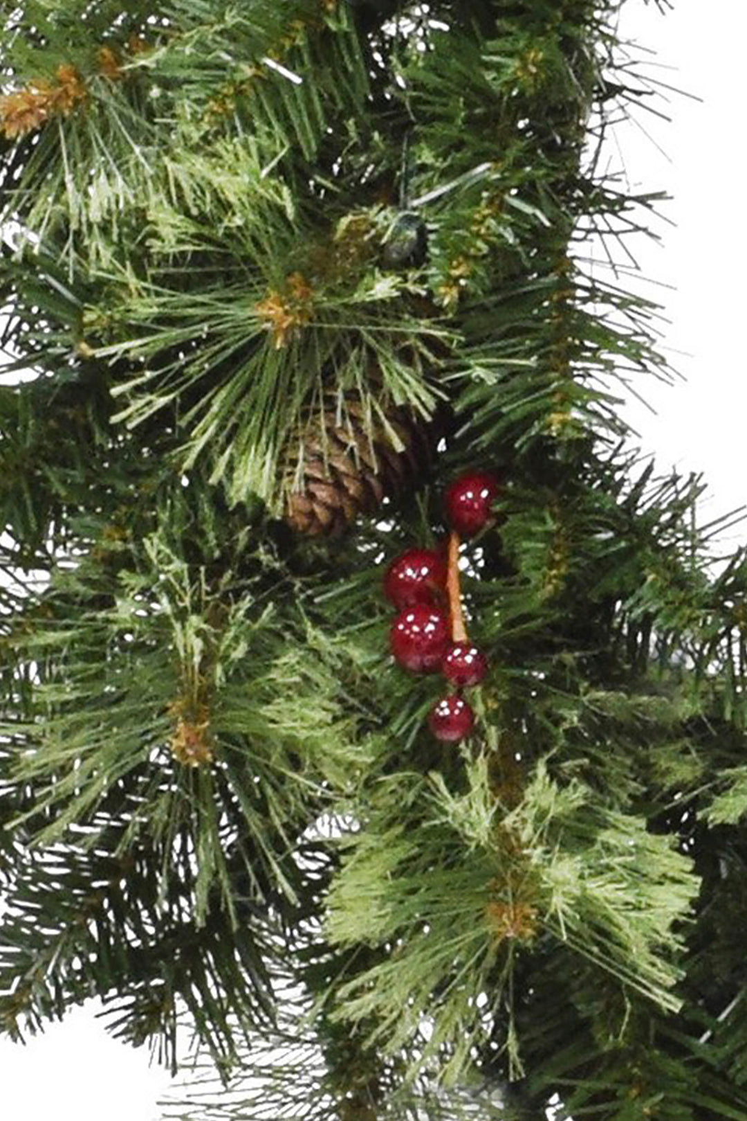 24" Unlit Jasper Mixed Pine Wreath with Pine Cones &amp; Red Berry Clusters
