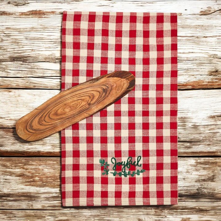 Holiday Acacia Charcuterie Board Cotton Tartan Towel Gift Set Great Holiday Gift