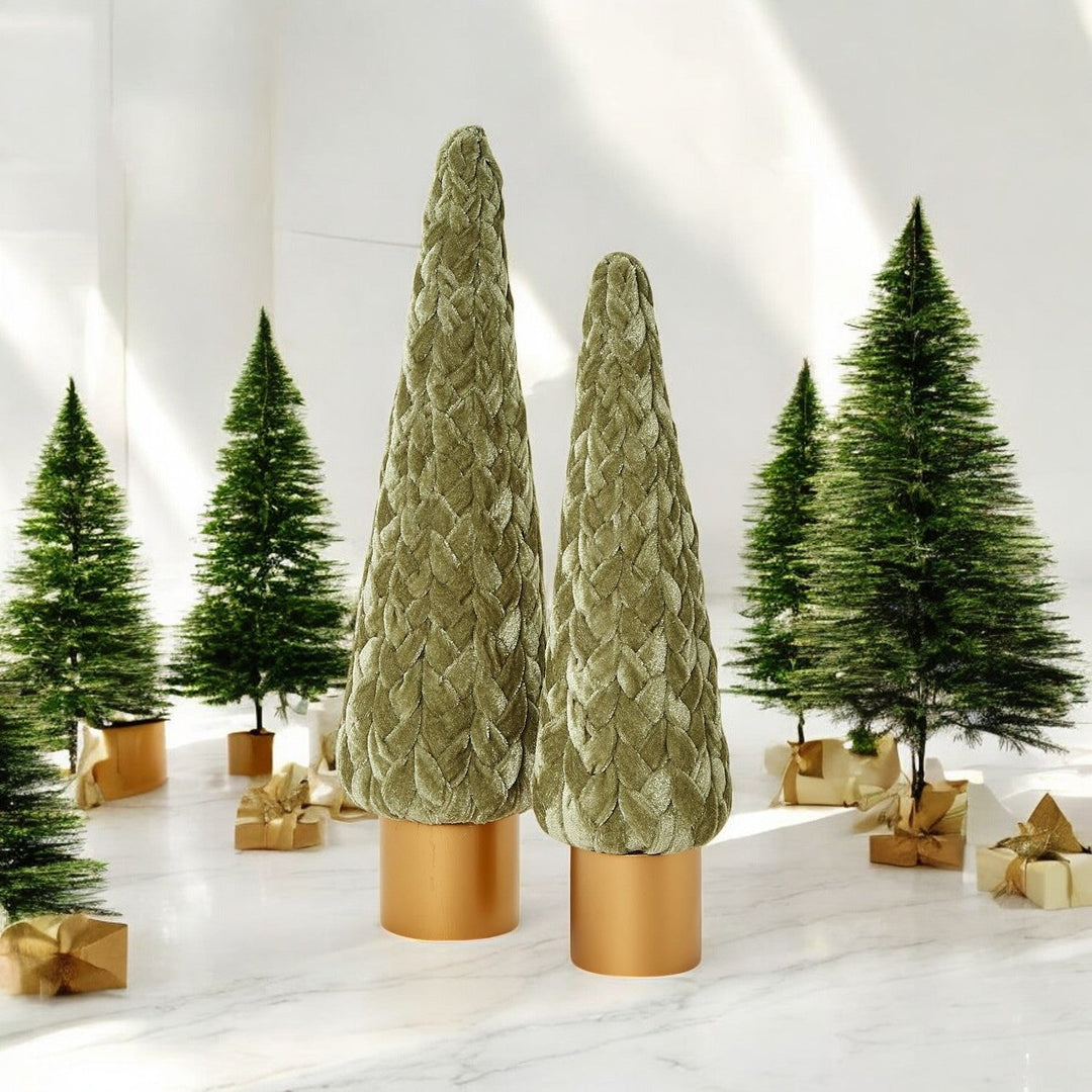 Velvet Christmas Tree Gold Pedestal Holiday Tabletop Home Decor Fun Holiday Gift