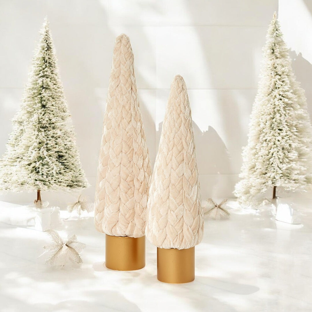 Velvet Christmas Tree Gold Pedestal Holiday Tabletop Home Decor Fun Holiday Gift