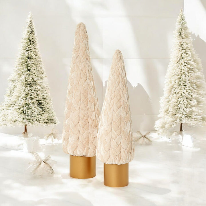 Velvet Christmas Tree Gold Pedestal Holiday Tabletop Home Decor Fun Holiday Gift