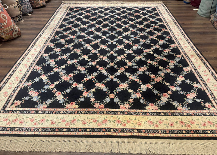 8.8 x 12 Karastan Garden of Eden Rug, Ebony Trellis 