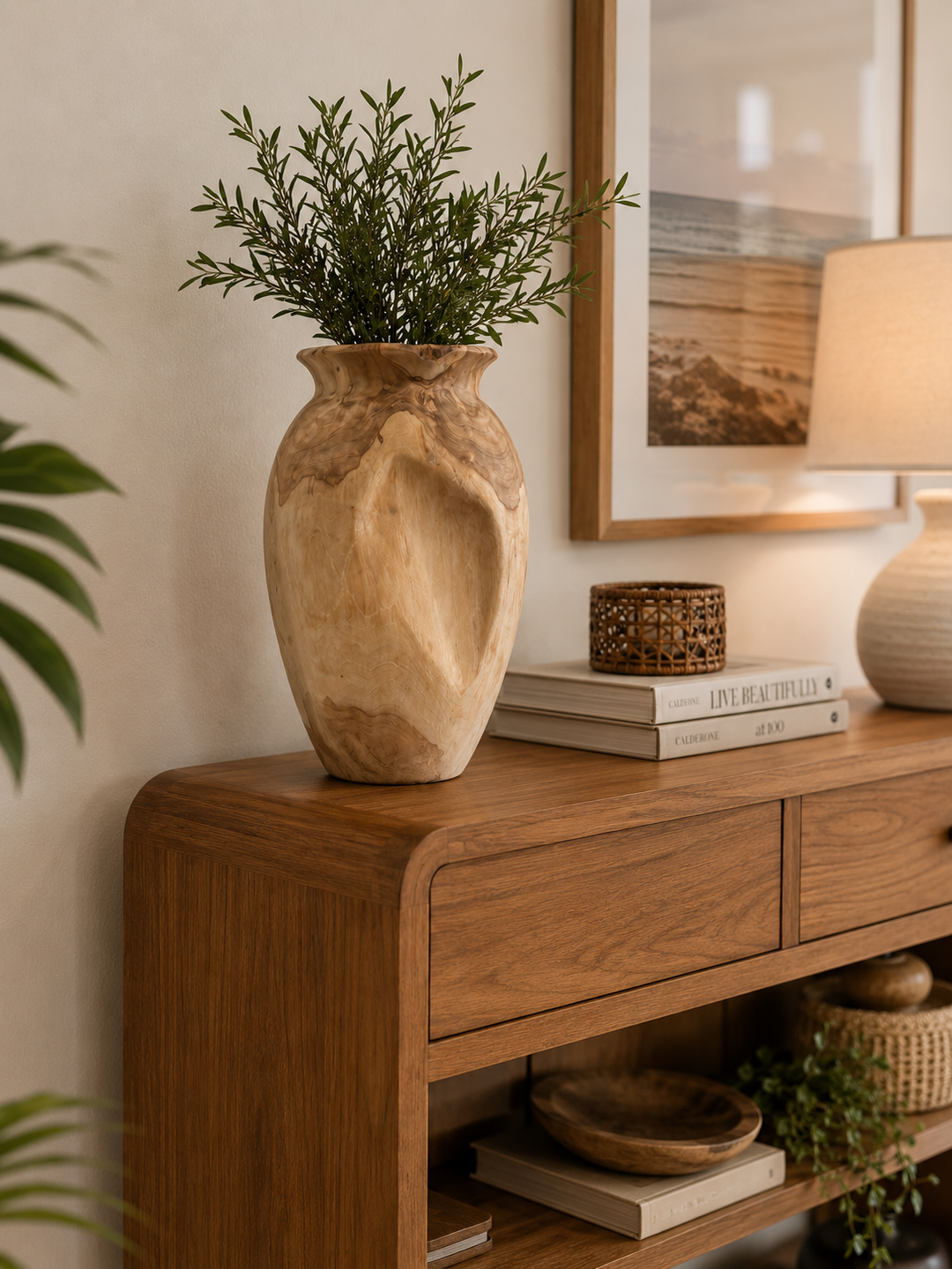 Organic Bleach Teak Broken Vase