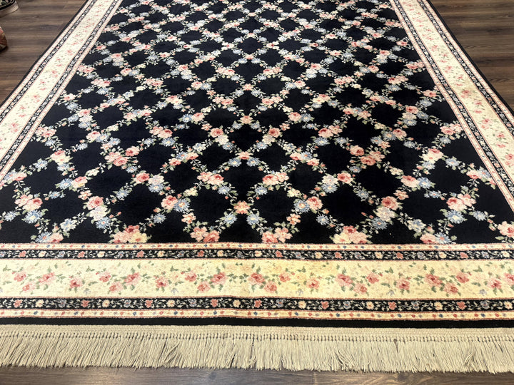 8.8 x 12 Karastan Garden of Eden Rug, Ebony Trellis 